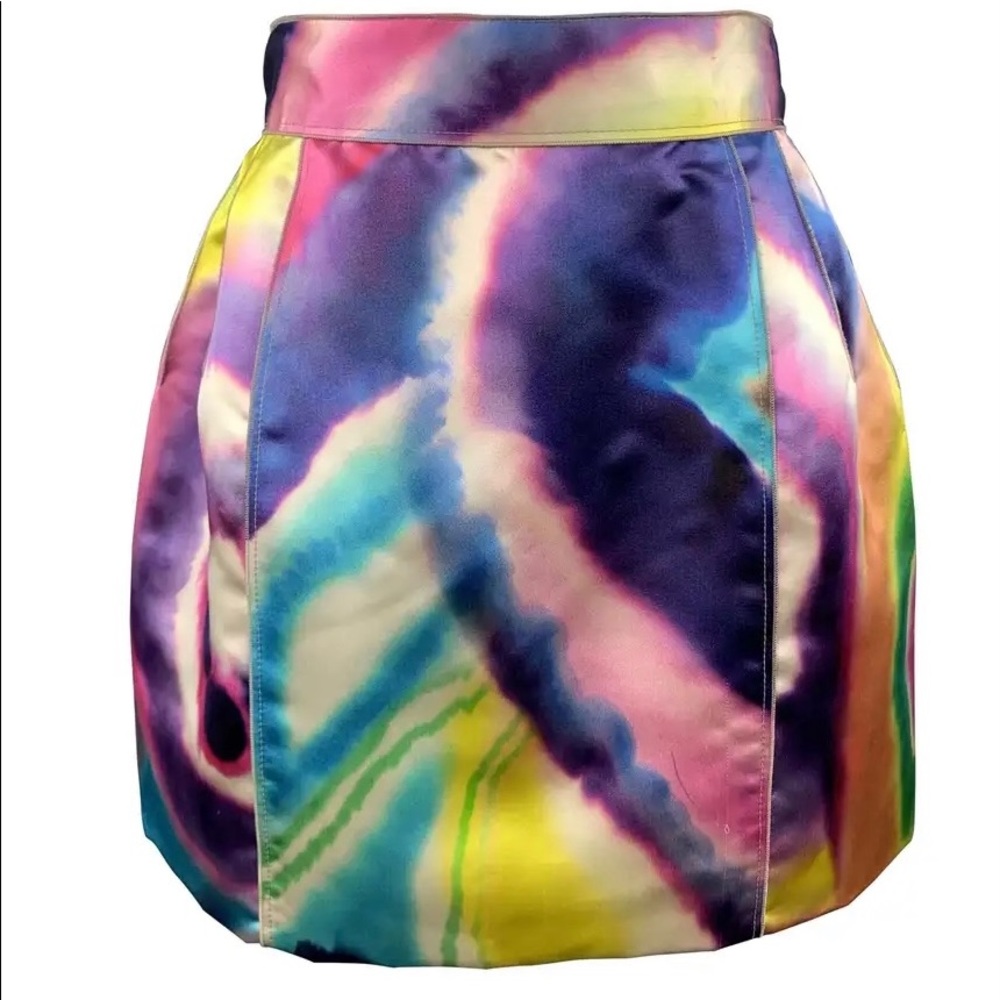 DOLCE & GABBANA Size 6 Multi-Color Watercolor Silk Skirt
